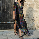 Deep V Neck Hollow Out Long Dress Women Plus Size Summer Beach Tunic White Sexy A Line Long Dress Vestidos Q274