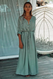 Sexy Button Pockets Front Open Self Belted High Waist Summer Dress White Tunic Women Clothes Street Wear Maxi Dress Q1111