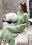 Women Winter Knit Dresses  Europe Long Sleeve O-Collar Casual Loose Warm Maxi Sweater Dress Plus Size Women's Clothing