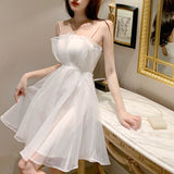 Billlani Women Sleeveless Dress Lace Elegant Solid Sexy Ladies Korean Style A-line Square Collar Spaghetti Strap Summer Fashion Ulzzang