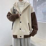 Momentlover Japan Korea Style Patchwork Fashion Hoodies Men Fleece Hooded Sweatshirts Coat Male Spring Autumn Student Casual Tops