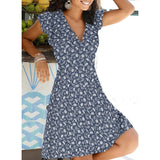 Christmas Gift Vintage Summer Women's Dress  Casual Plus Size Elegant Boho Beach Dot Floral Print Dresses Ladies Sundress Robe Femme