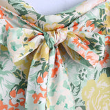 Women Boho Hollow Out Lace Up Bow Dresses Print Split Long Dress  New Fashion Female Sleeveless Beach Flowers Chic