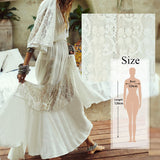 Deep V Neck Hollow Out Long Dress Women Plus Size Summer Beach Tunic White Sexy A Line Long Dress Vestidos Q274