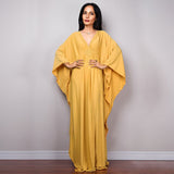 Multicolor V-Neck Batwing Sleeve Plus Size Loose Maxi Dress For Women Summer Beach Wear Kaftan Long Bathing Dresses Q1306
