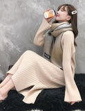 Women Winter Knit Dresses  Europe Long Sleeve O-Collar Casual Loose Warm Maxi Sweater Dress Plus Size Women's Clothing