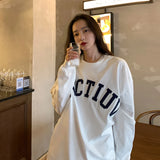 Momentlover  -  Cityboy Japanese alphabet patch embroidery design men and women loose long-sleeved T-shirt