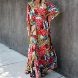 Elegant Quick-Drying Striped V-Neck Self Belted Summer Beach Dress Black Cotton Tunic Plus Size Women Beachwear Kaftan Q941