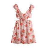 Women Summer  Vintage Boho Hollow Out Floral Women Mini Dress  New Fashion Female Print Flowers Sleeveless Dresses Slim Chic
