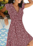Christmas Gift Vintage Summer Women's Dress  Casual Plus Size Elegant Boho Beach Dot Floral Print Dresses Ladies Sundress Robe Femme