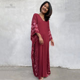 Casual Plus Size Long Kaftan Vintage V-Neck Batwing Sleeve Summer Women Beachwear Long Bathing Loose Maxi Dress A1059