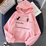 Momentlover Autumn New Harajuku Kpop Women's Retro Hoodie Dinosaur Long Sleeve Top Tee Fashion Casual Sports Shirt Ladies Clothing Hoodie
