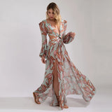 Halloween  Beach Dress Summer Floral Swimsuit Print Belt Bathing Suit Women Long Cover Up Off Shoulder Beachwear Bandeau Halt Swimsuit