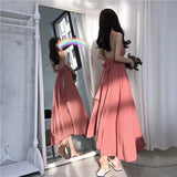 Women Summer Dress Sexy Spaghetti Strap Backless Back Belt Long Dress  Strapless Chiffon Dress Female Vestidos