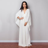 Multicolor V-Neck Batwing Sleeve Plus Size Loose Maxi Dress For Women Summer Beach Wear Kaftan Long Bathing Dresses Q1306