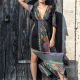 Deep V Neck Hollow Out Long Dress Women Plus Size Summer Beach Tunic White Sexy A Line Long Dress Vestidos Q274
