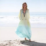 Sexy Gradient Deep V-Neck Tassel Batwing Sleeve Chiffon Plus Size Summer Maxi Dress For Women Casual Party Dresses A1001