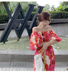 Style Summer Women Casual High Waist Sexy Backless Beach Dress Vintage Slash Neck Dot A-Line Maxi Dress Vestidos