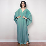 Multicolor V-Neck Batwing Sleeve Plus Size Loose Maxi Dress For Women Summer Beach Wear Kaftan Long Bathing Dresses Q1306