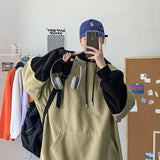 Momentlover Autumn Hoodies Men's Fashion Contrast Color Casual Hooded Sweatshirt Men Streetwear Hip-hop Loose Pullover Hoodie Mens M-5XL