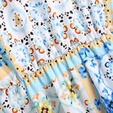Summer Bohemia Women Vintage Print V-Neck Dress Female Fashion Chic Single-Breasted Casual Mini Dresses