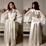 Women Lingerie Silk Lace Robe Dress Pajamas Nightdress Nightgown Sleepwear Hot Stain Underwear
