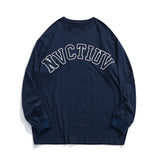 Momentlover  -  Cityboy Japanese alphabet patch embroidery design men and women loose long-sleeved T-shirt