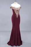 In Stock Mermaid Satin Wedding Party Dress Burgundy Long Lace Open Back Gold Lace Prom Gown Fashion Clothing Vestido De Festa