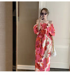 Style Summer Women Casual High Waist Sexy Backless Beach Dress Vintage Slash Neck Dot A-Line Maxi Dress Vestidos