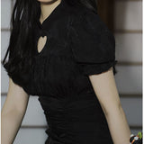 Black Vintage Dress Women French Bodycon Designer Elegant Mini Dress Female Korean Gothic Beach Party Sexy Dress Summer