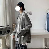 Momentlover Oversized Men Solid Corduroy Shirt Long Sleeve  Mens Pocket Streetwear Shirts Male Korean Fashions Black Shirt 5XL