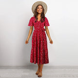 Summer Long Dot Print Bandage Dress Women  New V Neck Butterfly Sleeve High Waist Ladies Slim Casual Party Maxi Dresses