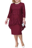 Cheap Lace Plus Size Mother Of The Bride Dresses Suit Tea Length Wedding Party Gown Two Piece Robe Mere De Mariee
