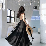 Women Summer Dress Sexy Spaghetti Strap Backless Back Belt Long Dress  Strapless Chiffon Dress Female Vestidos