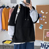 Momentlover Autumn Hoodies Men's Fashion Contrast Color Casual Hooded Sweatshirt Men Streetwear Hip-hop Loose Pullover Hoodie Mens M-5XL