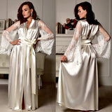Women Lingerie Silk Lace Robe Dress Pajamas Nightdress Nightgown Sleepwear Hot Stain Underwear