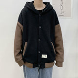 Momentlover Japan Korea Style Patchwork Fashion Hoodies Men Fleece Hooded Sweatshirts Coat Male Spring Autumn Student Casual Tops