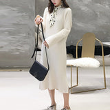 Women Winter Knit Dresses  Europe Long Sleeve O-Collar Casual Loose Warm Maxi Sweater Dress Plus Size Women's Clothing