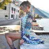 Sexy See Through Belted Long Sleeve Tunic Kimono Dress Plus Size  Autumn Women Beach Wear  Front Open Beach Dress Q1327