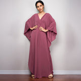 Multicolor V-Neck Batwing Sleeve Plus Size Loose Maxi Dress For Women Summer Beach Wear Kaftan Long Bathing Dresses Q1306