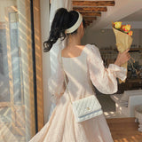Vintage Fairy Dress Women Elegant Designer Chiffon Dress Long Sleeve French Party Midi Dress Casual Women's Clothing Autumn