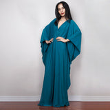 Multicolor V-Neck Batwing Sleeve Plus Size Loose Maxi Dress For Women Summer Beach Wear Kaftan Long Bathing Dresses Q1306