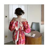 Style Summer Women Casual High Waist Sexy Backless Beach Dress Vintage Slash Neck Dot A-Line Maxi Dress Vestidos