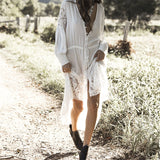 Deep V Neck Hollow Out Long Dress Women Plus Size Summer Beach Tunic White Sexy A Line Long Dress Vestidos Q274