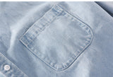 Men's long-sleeved solid denim shirt fashion brand Classic retro denim Pocket decoration Business shirt Spring and Autumn Tops