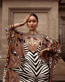 Indie Folk Zabra Striped Pattern Patchwork Bathing Sleeve Maxi Dress For Women Clothes Plus Size Streetwear Moroccan Caftan