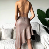 HOT Summer For  Bright Silk Mini Dress Women Night Club Party Sexy Backless Bodycon Dress Elegant Princess Corset Dress