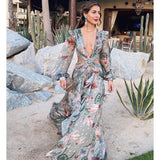 Halloween  Beach Dress Summer Floral Swimsuit Print Belt Bathing Suit Women Long Cover Up Off Shoulder Beachwear Bandeau Halt Swimsuit
