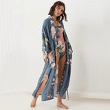 Kaftan Bohemian Printed Summer Dress Long Kimono Tunic Women Plus Size Beach Wear Swim Suit Cover Up Robe De Plage A140