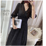 Summer Women Printed Ruffles Dress Lady V-Neck Short Sleeve Chiffon Dress Female High Waist A-Line Vestidos